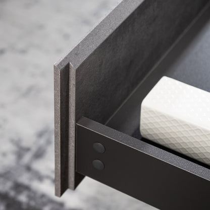 WOODBRIDGE | Floating Bathroom Vanity with Black Quartz Composite Top | Gray Finish | Matte Black Countertop Sink