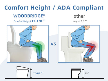 WOODBRIDGE B0960S | Smart Bidet Toilet | with Auto Open/Close, Auto Flush & Chair Height