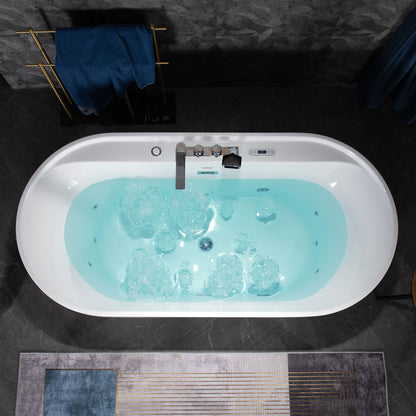 Woodbridge BJ500+F0041CH | 72" Luxury Combo Jetted Bathtub | Heated with Integrated Faucet