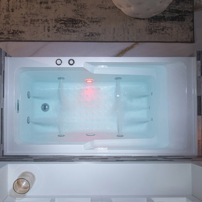 WOODBRIDGE BS6030R - 60"x 30"x 21-5/8" Alcove Rectangular Whirlpool Tub with Right Drain, CHROME Pop-Up Drain AND Inline Heater Included