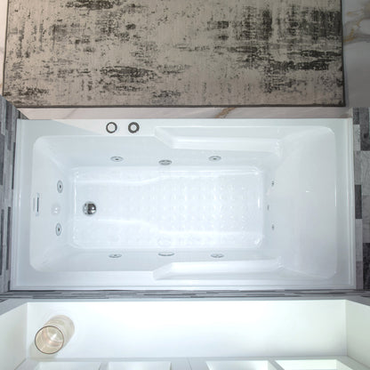 WOODBRIDGE BS6030R - 60"x 30"x 21-5/8" Alcove Rectangular Whirlpool Tub with Right Drain, CHROME Pop-Up Drain AND Inline Heater Included