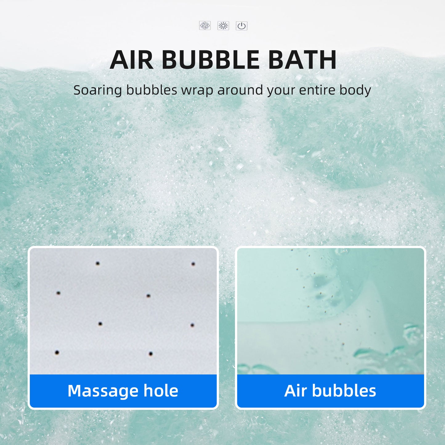 WOODBRIDGE B0170 48" Acrylic Freestanding Rectangular Air Bath Compact Bathtub with Integrated Seat