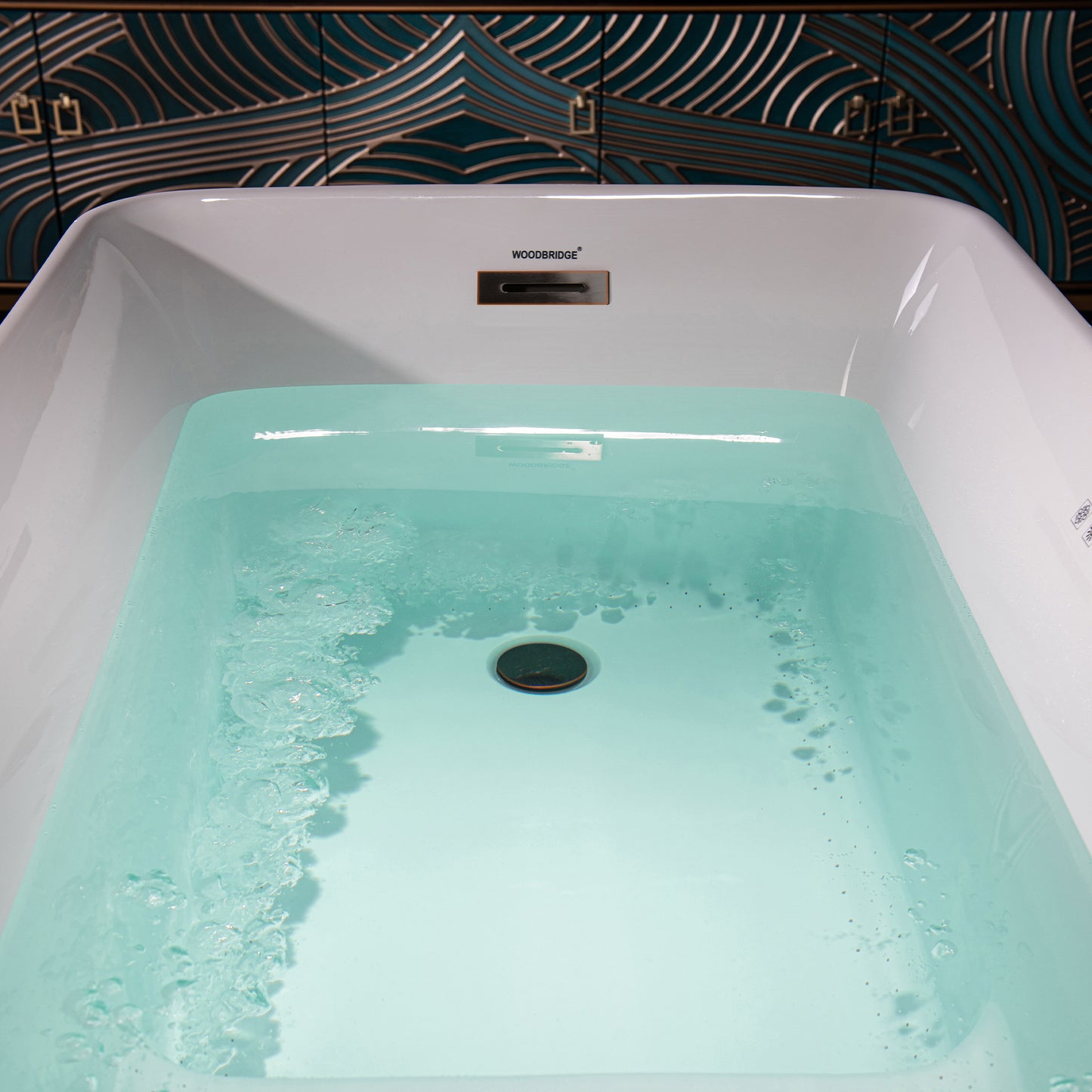 WOODBRIDGE B0170 48" Acrylic Freestanding Rectangular Air Bath Compact Bathtub with Integrated Seat