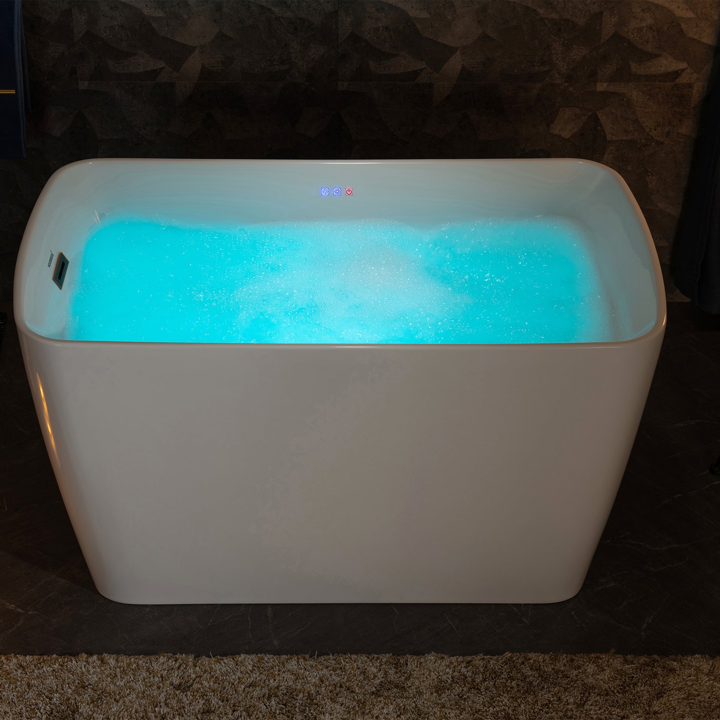 WOODBRIDGE B0170 48" Acrylic Freestanding Rectangular Air Bath Compact Bathtub with Integrated Seat