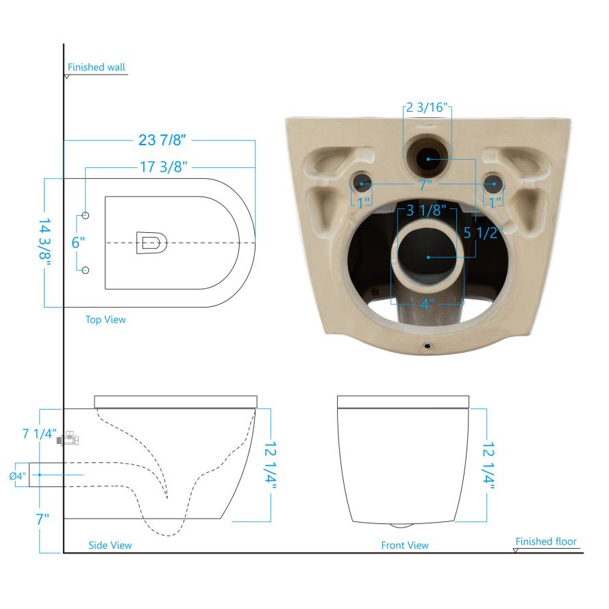 WOODBRIDGE LT611_SWHT611_FP611-WH | Modern Wall-Hung Smart Bidet Toilet | with Heated Seat, Dryer & Concealed Tank