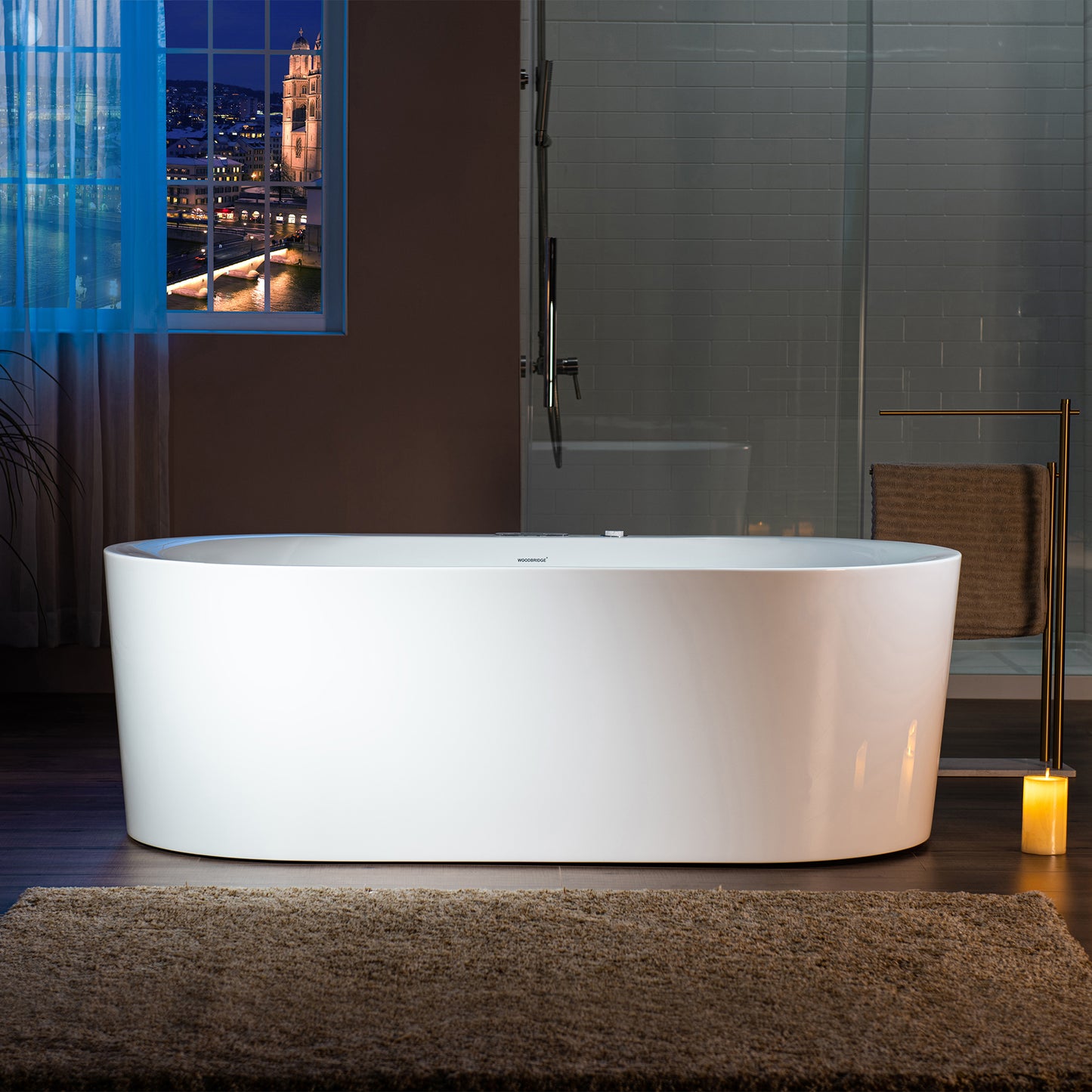 WOODBRIDGE BJ600 72" x 35-3/8" Whirlpool Jet + Air Bath Heated Soaking Combo Tub with Adjustable Speed Air Blower & Display Control Panel