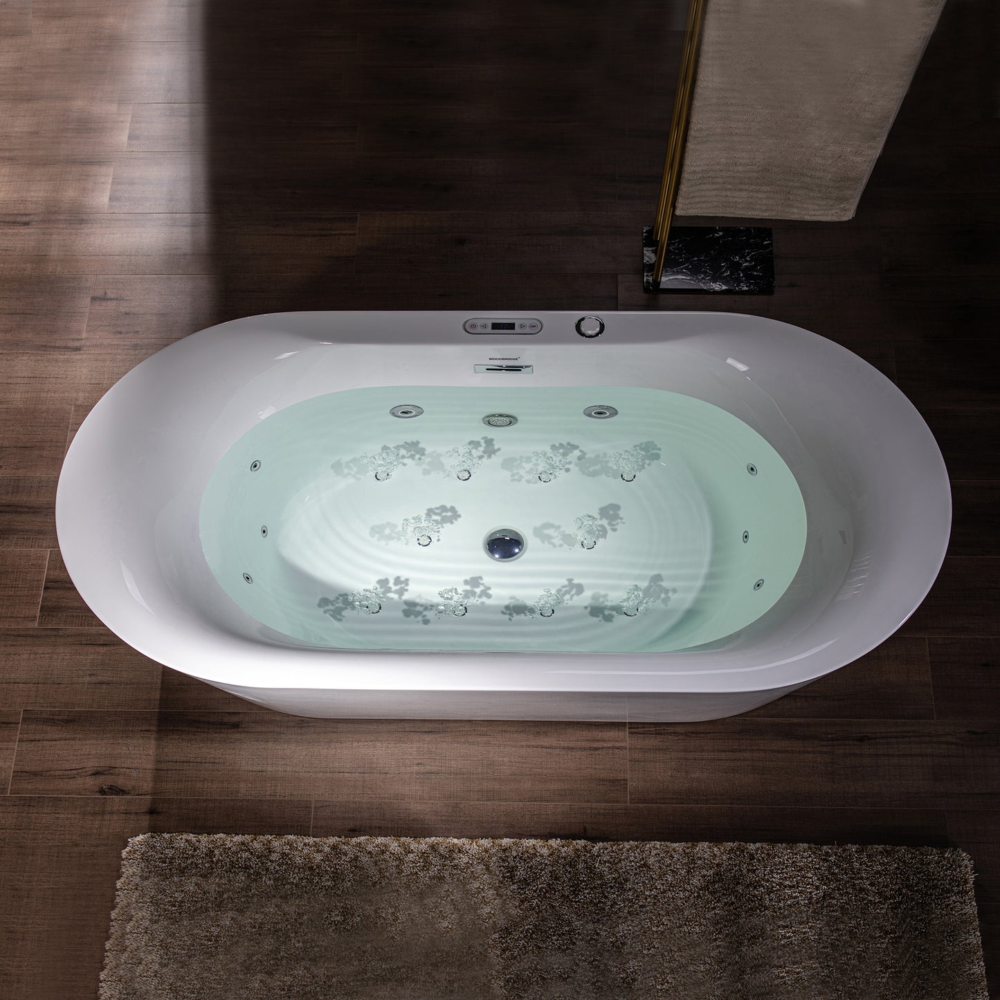 WOODBRIDGE BJ600 72" x 35-3/8" Whirlpool Jet + Air Bath Heated Soaking Combo Tub with Adjustable Speed Air Blower & Display Control Panel