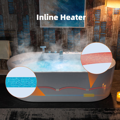 72" Deep Soaking Tub with Faucet | Heated Combo, Adjustable Speed | BJ600+F0041CH