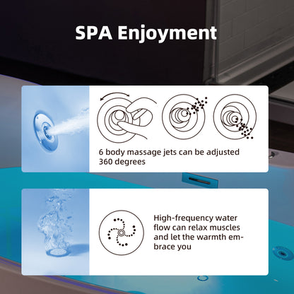 72" Deep Soaking Tub with Faucet | Heated Combo, Adjustable Speed | BJ600+F0041CH