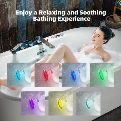 72" Deep Soaking Tub with Faucet | Heated Combo, Adjustable Speed | BJ600+F0041CH