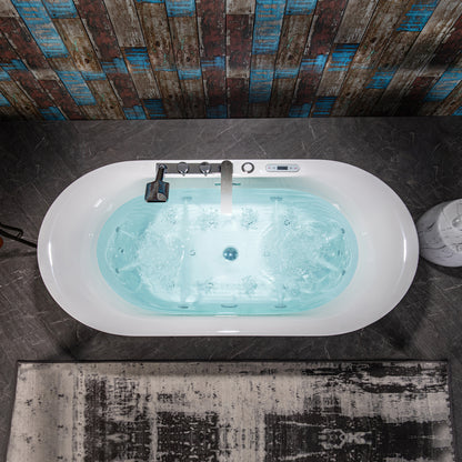 72" Deep Soaking Tub with Faucet | Heated Combo, Adjustable Speed | BJ600+F0041CH