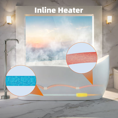 Woodbridge BJ700 71" Heated Whirlpool & Air Bath | Single Slipper Freestanding Tub