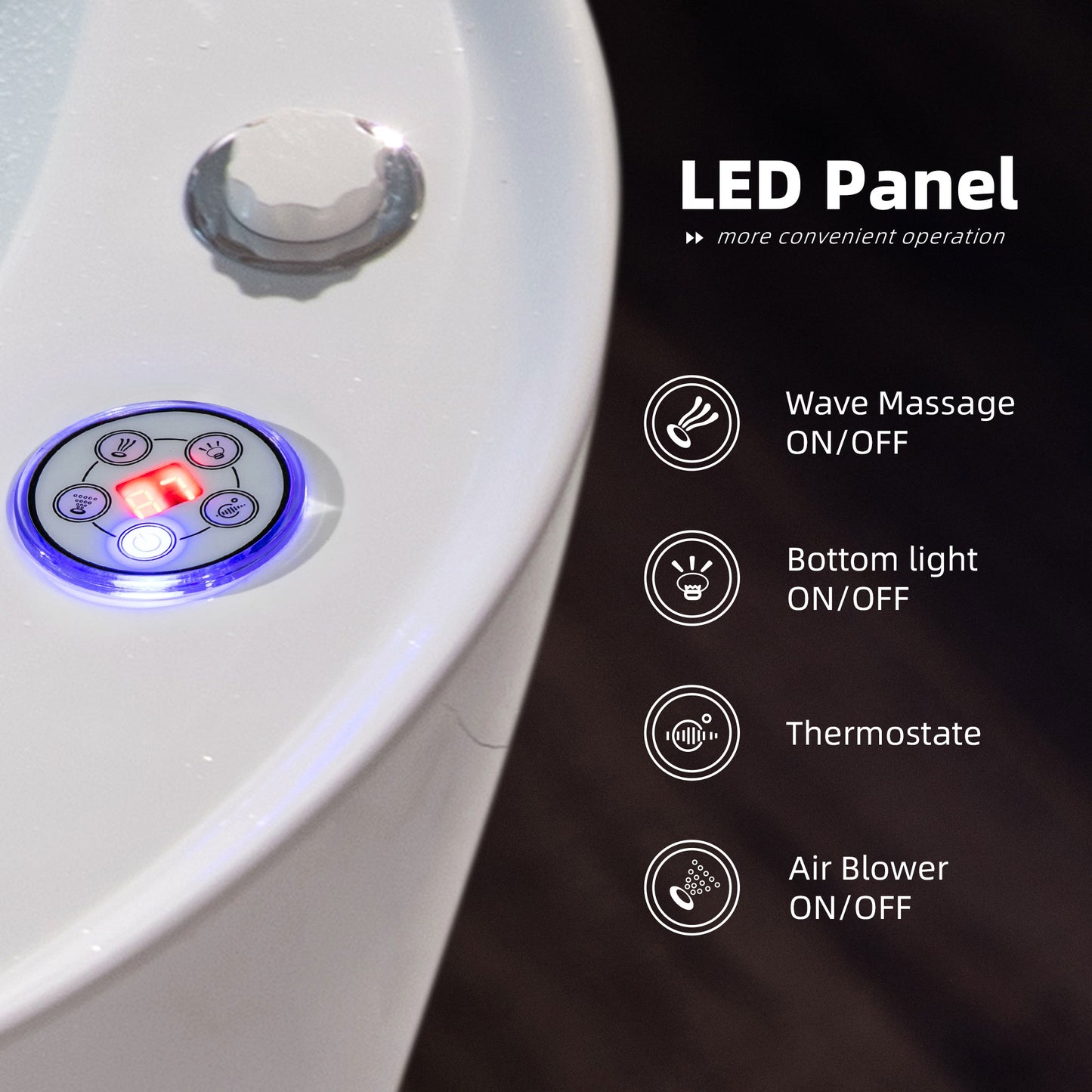 WOODBRIDGE BJ700 - 71" x 31-1/2" Whirlpool Jet + Air Bath Heated Soaking Combo Tub with Multi Speed Air Blower & Control Panel