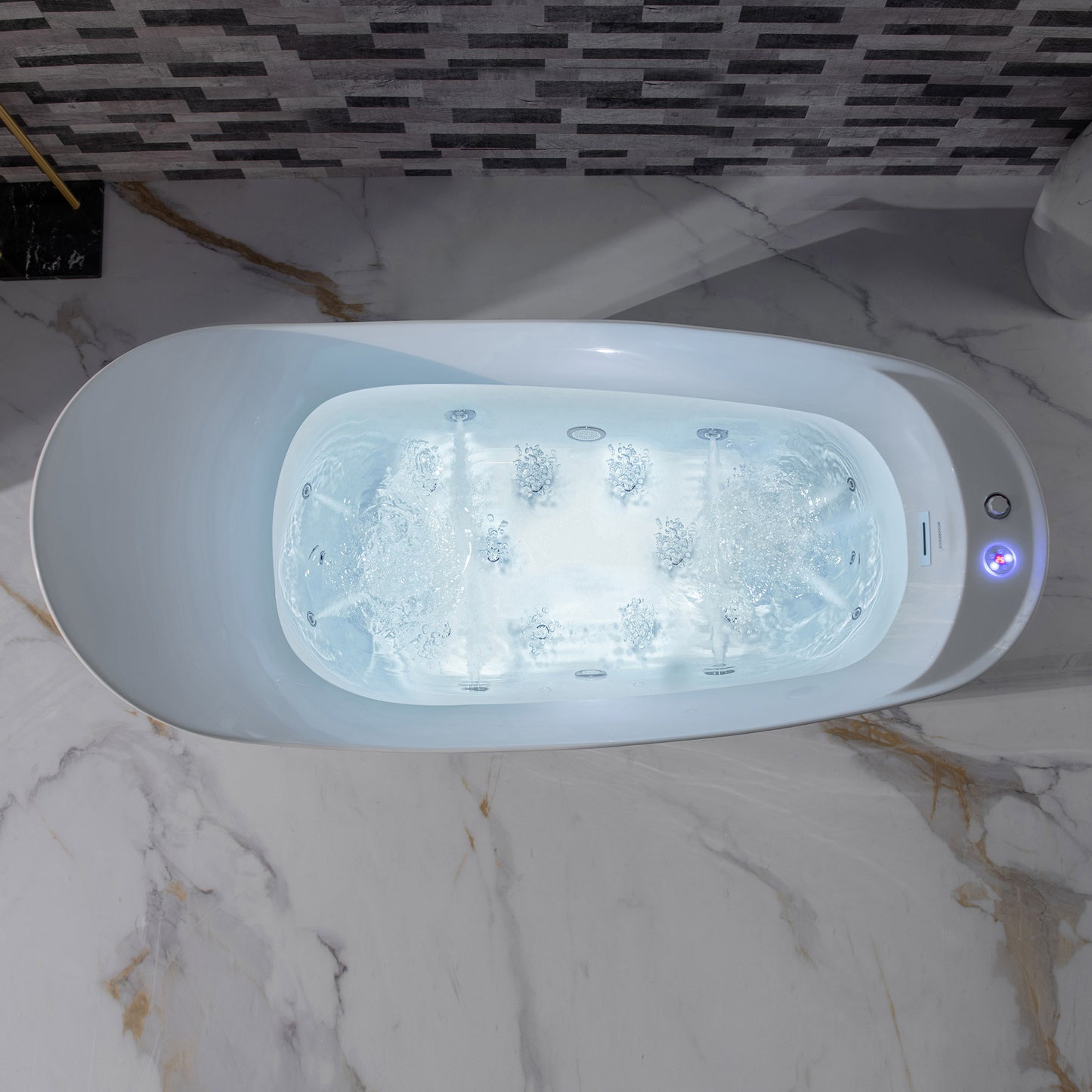 WOODBRIDGE BJ700 - 71" x 31-1/2" Whirlpool Jet + Air Bath Heated Soaking Combo Tub with Multi Speed Air Blower & Control Panel