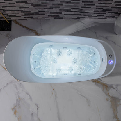 Woodbridge BJ700 71" Heated Whirlpool & Air Bath | Single Slipper Freestanding Tub