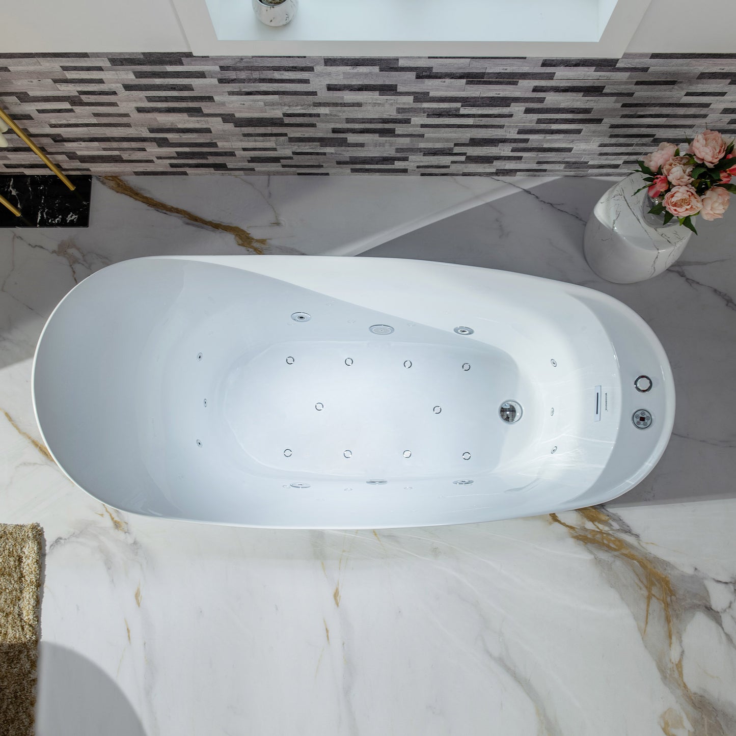 WOODBRIDGE BJ700 - 71" x 31-1/2" Whirlpool Jet + Air Bath Heated Soaking Combo Tub with Multi Speed Air Blower & Control Panel