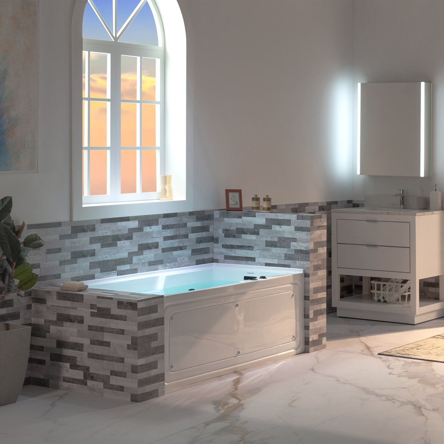 WOODBRIDGE BM6030R - 60" Alcove Rectangular Jetted Whirlpool Tub with Right Drain, Inline Heater, and Matte Black Finish Trim + Pop-up Drain