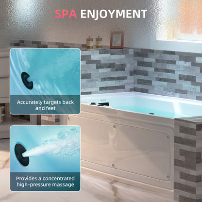 WOODBRIDGE BM6030L - 60" Alcove Acrylic Rectangular Whirlpool Heated Jetted Tub in White with Left Drain, Matte Black Finish Trim and Drain Kit Included