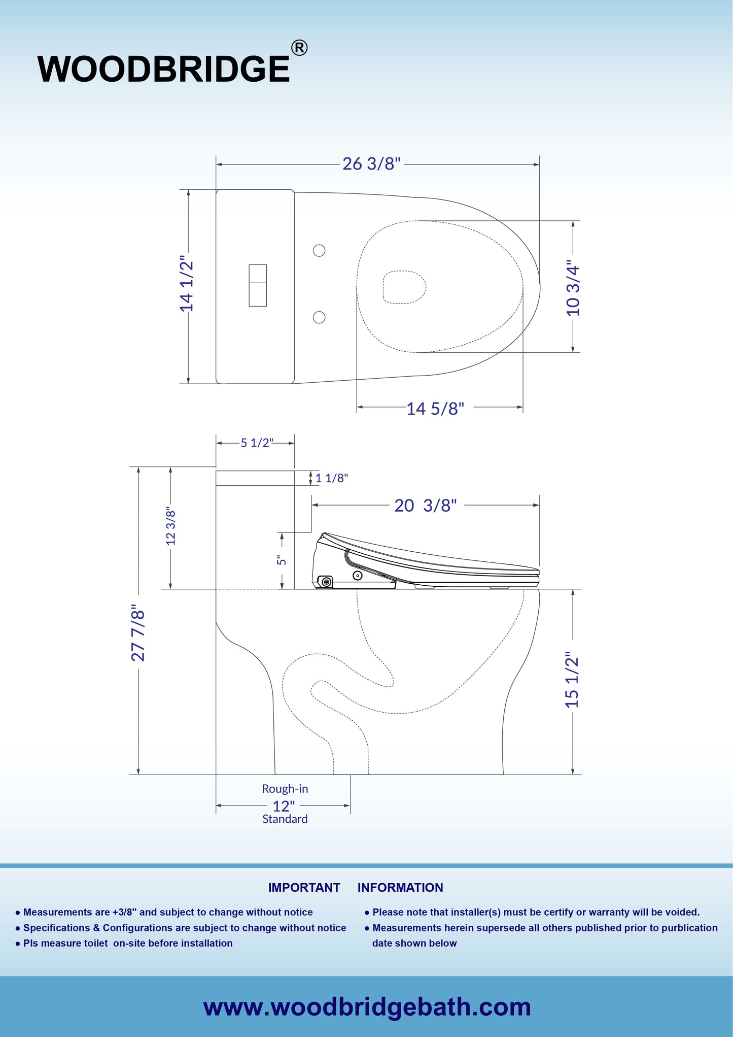 WOODBRIDGE T-0079 | One-Piece Smart Bidet Toilet | with Auto Open/Close, Child Wash, ADA Chair Height & 1000g MaP Dual Flush