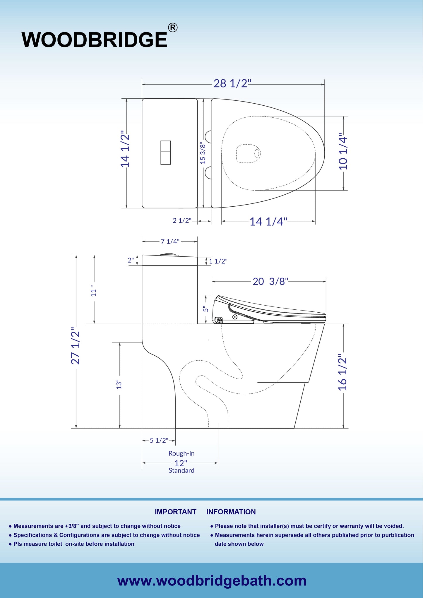 WOODBRIDGE T-0078 | One-Piece Smart Bidet Toilet | with Auto Open/Close, Child Wash, Chair Height & 1000g MaP Dual Flush