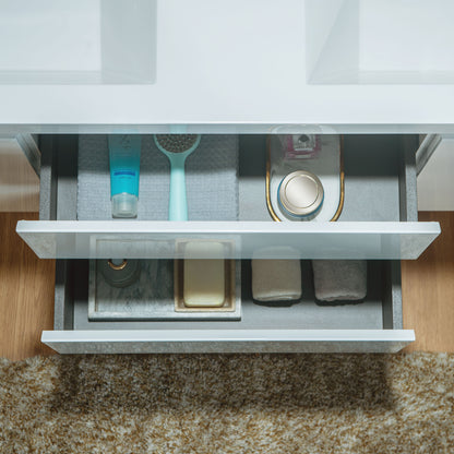 WOODBRIDGE | Wall-Mounted Floating Bathroom Vanity | Glossy White Resin Top | White Cabinet
