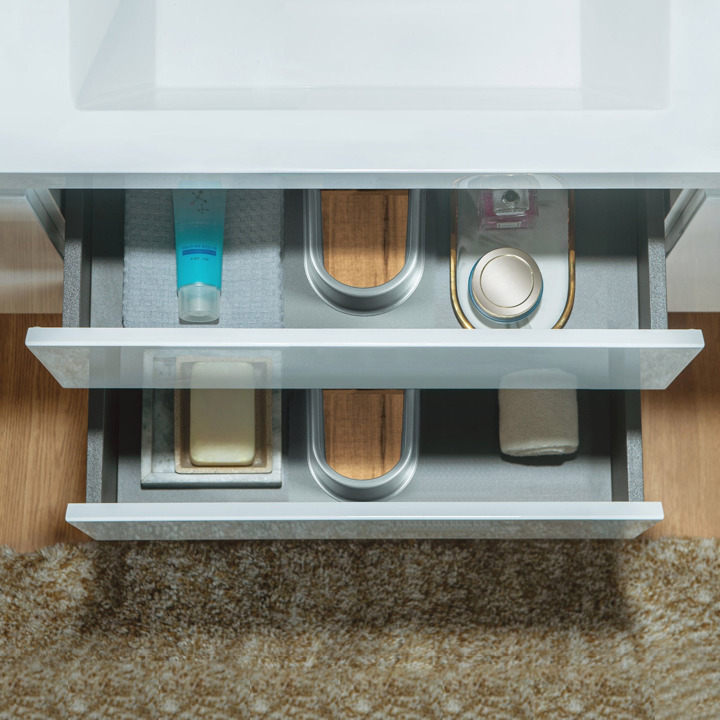 WOODBRIDGE | Wall-Mounted Floating Bathroom Vanity | Glossy White Resin Top | White Cabinet
