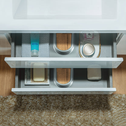 WOODBRIDGE | Wall-Mounted Floating Bathroom Vanity | Glossy White Resin Top | White Cabinet