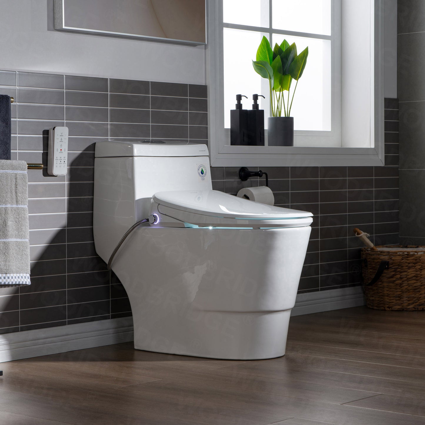 WOODBRIDGE T-0041 | One-Piece Smart Bidet Toilet | with Heated Seat, Warm Air Dryer & LED Night Light