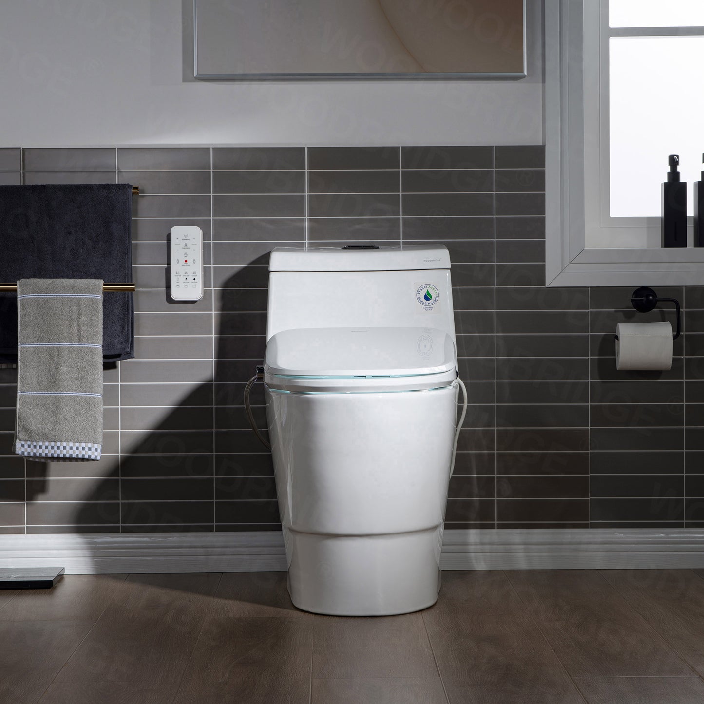 WOODBRIDGE T-0041 | One-Piece Smart Bidet Toilet | with Heated Seat, Warm Air Dryer & LED Night Light