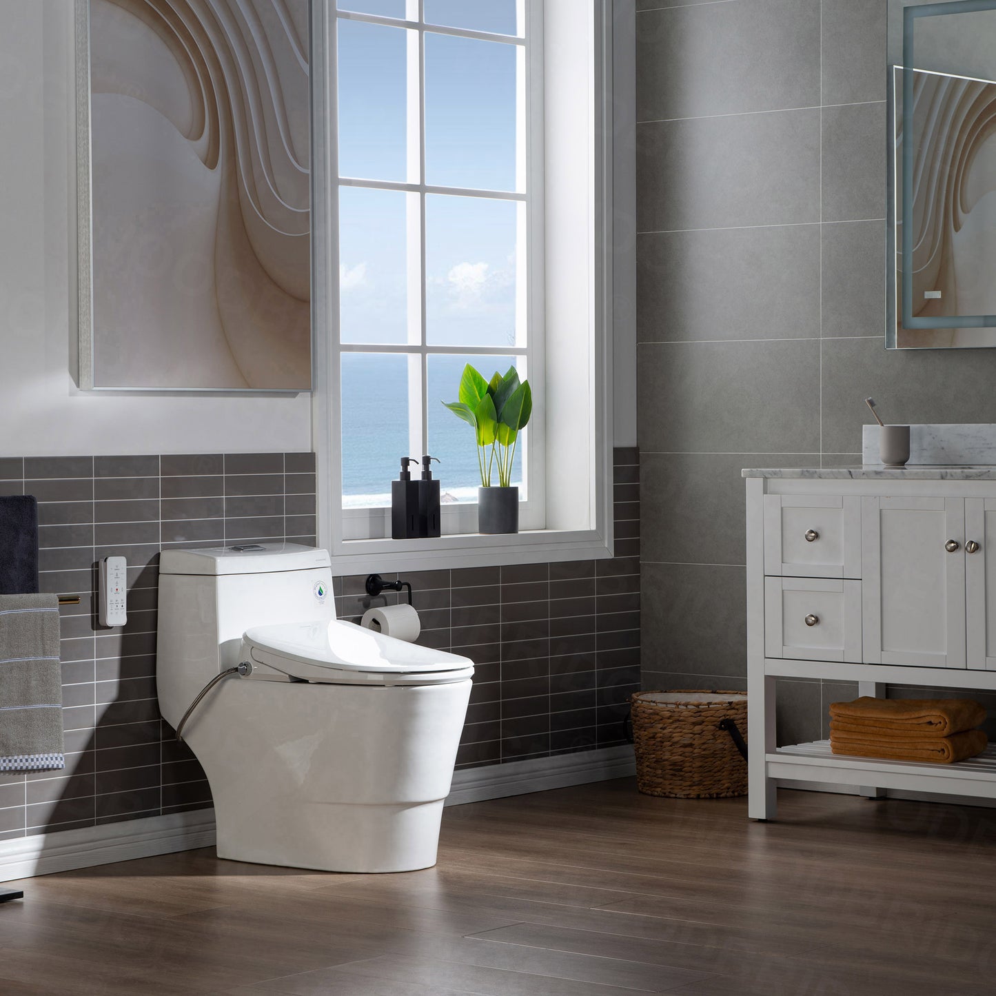 WOODBRIDGE T-0041 | One-Piece Smart Bidet Toilet | with Heated Seat, Warm Air Dryer & LED Night Light