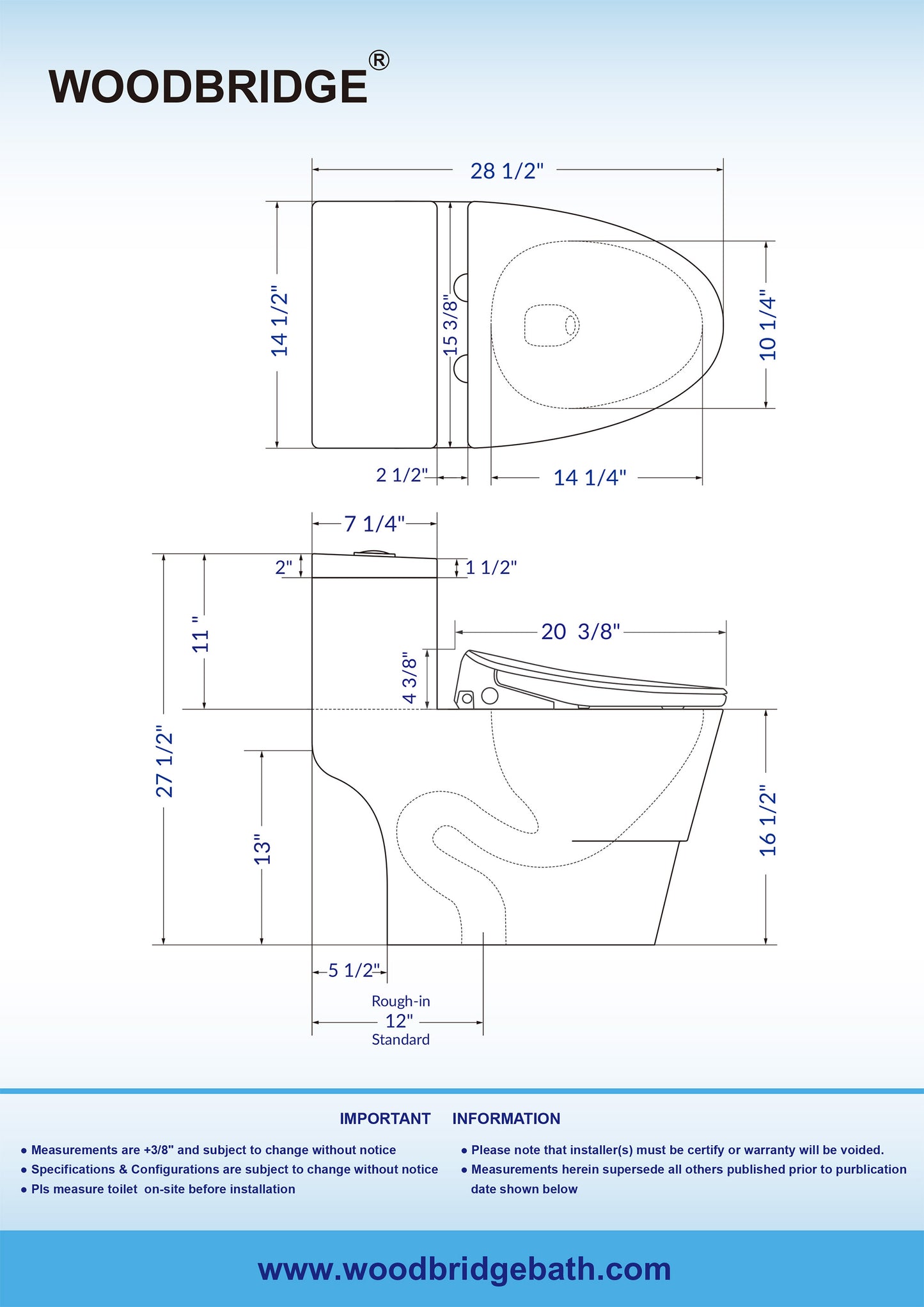 WOODBRIDGE T-0041 | One-Piece Smart Bidet Toilet | with Heated Seat, Warm Air Dryer & LED Night Light