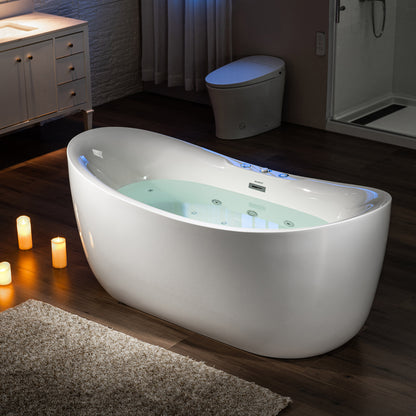 Heated Jetted Freestanding Tub | Whirlpool & Air Bubble | Woodbridge BJ300