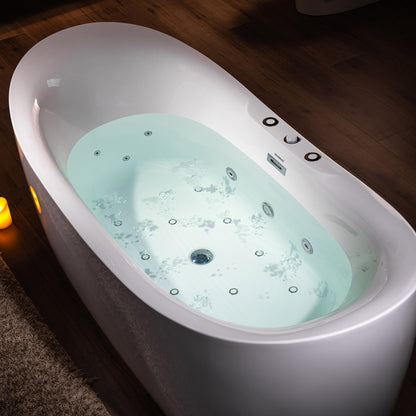 Heated Jetted Freestanding Tub | Whirlpool & Air Bubble | Woodbridge BJ300