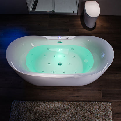 Woodbridge BJ400 72" Freestanding Whirlpool & Air Tub with Integrated Inline Heater