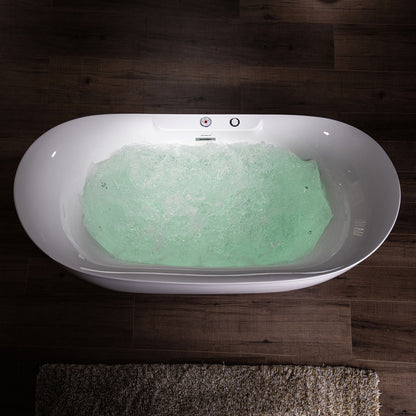 Woodbridge BJ400 72" Freestanding Whirlpool & Air Tub with Integrated Inline Heater