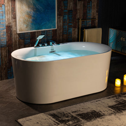 Woodbridge BJ100+F0041CH | 59" Heated Combo Tub with Integrated Chrome Faucet | Dual Massage Water Jet & Air System