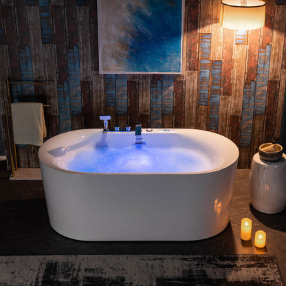 Woodbridge BJ100+F0041CH | 59" Heated Combo Tub with Integrated Chrome Faucet | Dual Massage Water Jet & Air System