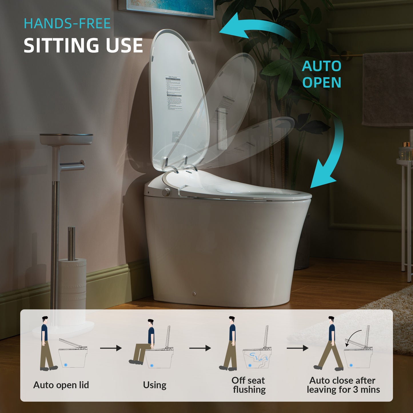 WOODBRIDGE LT610 | Smart Bidet Toilet | Hands-Free Auto Open/Close, Auto Flush & Heated Seat | Night Light