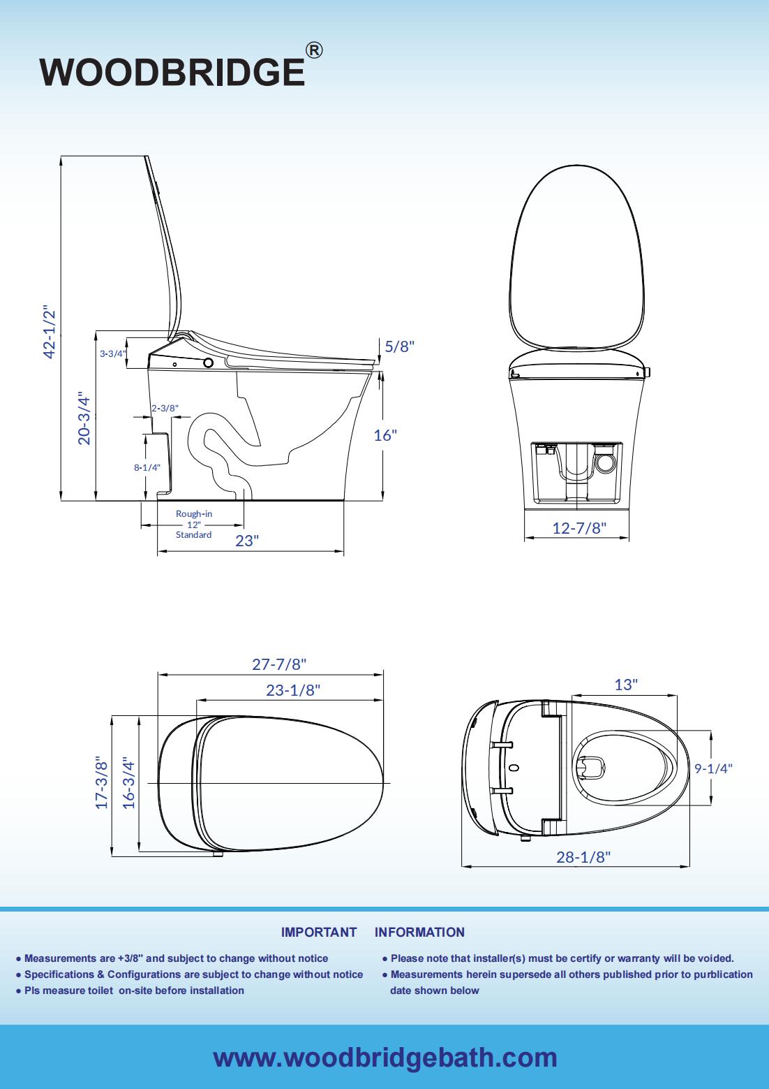 WOODBRIDGE LT610 | Smart Bidet Toilet | Hands-Free Auto Open/Close, Auto Flush & Heated Seat | Night Light