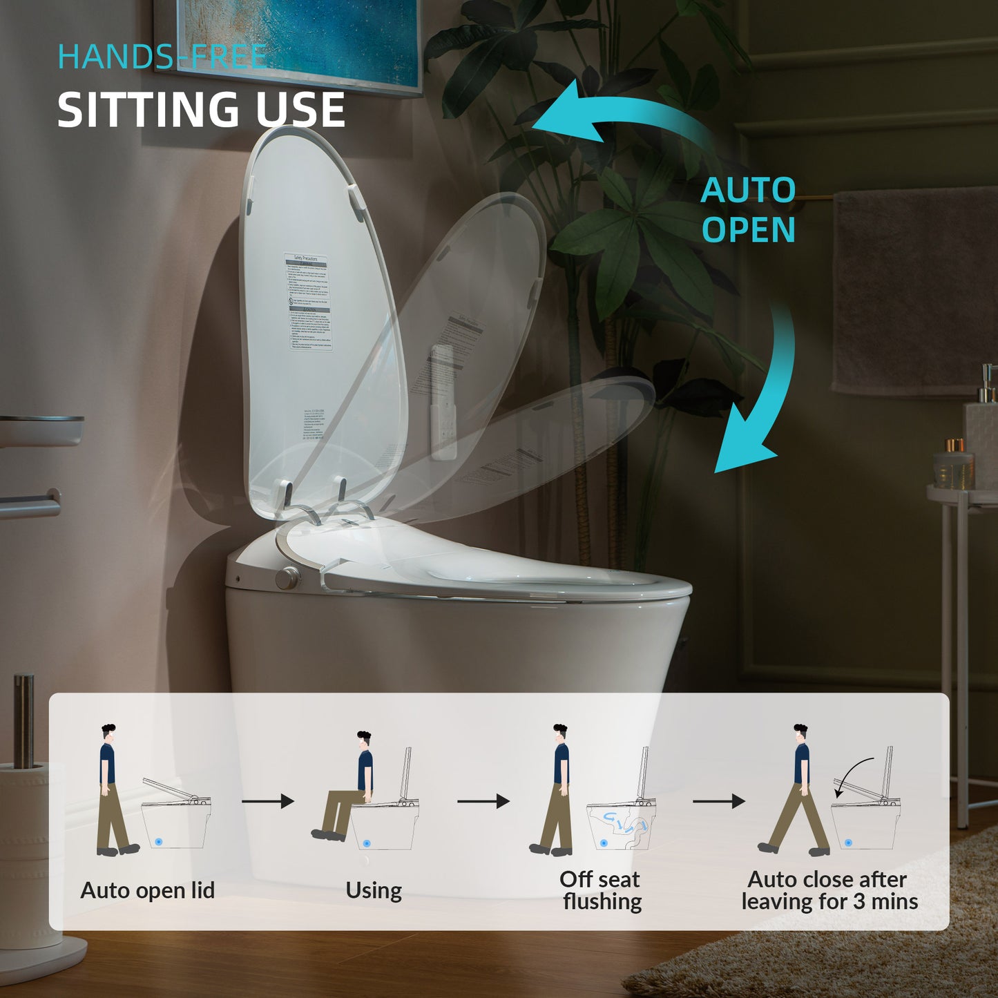 WOODBRIDGE LT610 | Smart Bidet Toilet | Hands-Free Auto Open/Close, Auto Flush & Heated Seat | Night Light