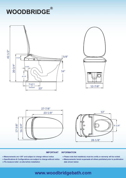 WOODBRIDGE LT610 | Smart Bidet Toilet | Hands-Free Auto Open/Close, Auto Flush & Heated Seat | Night Light