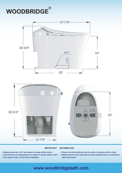 WOODBRIDGE LT610 | Smart Bidet Toilet | Hands-Free Auto Open/Close, Auto Flush & Heated Seat | Night Light
