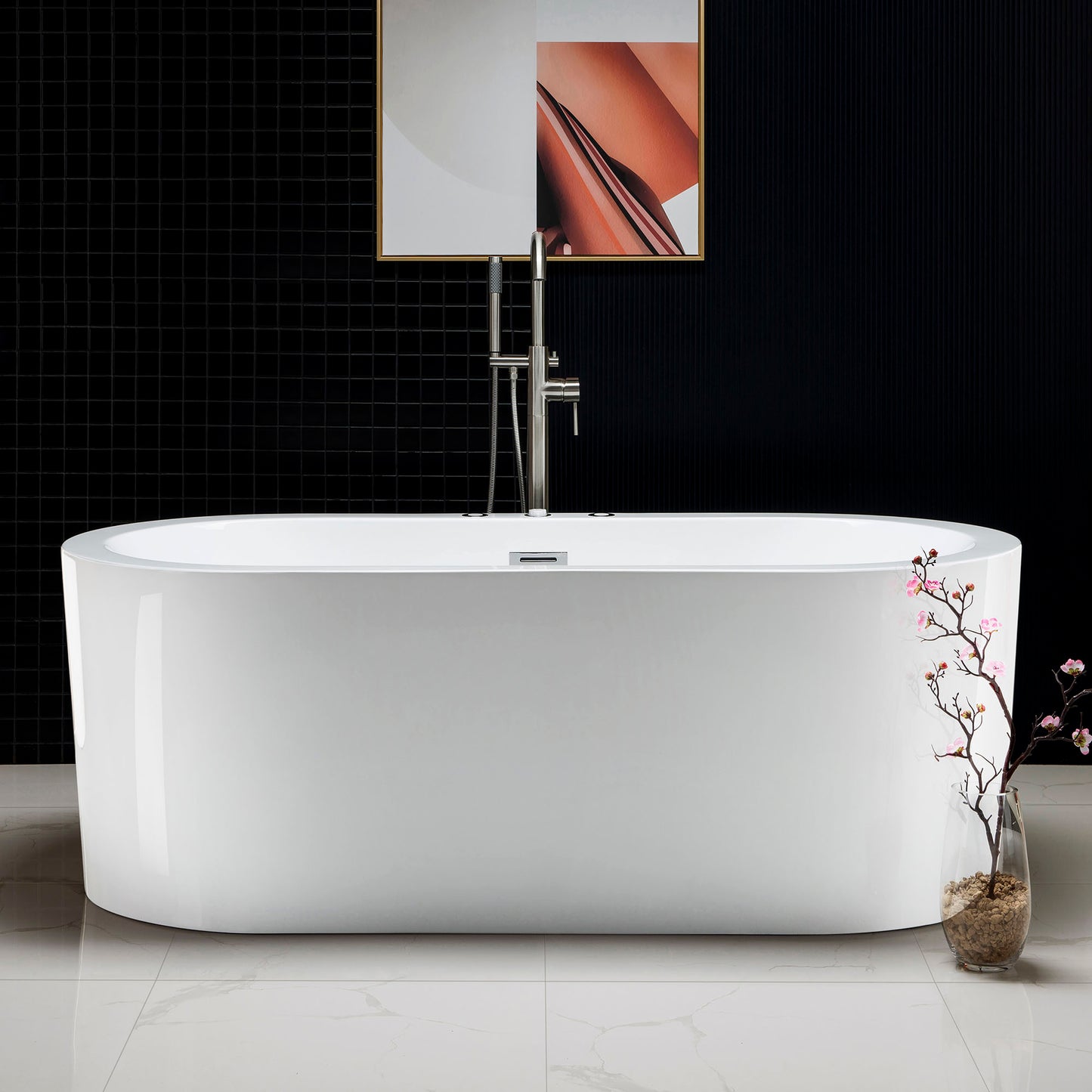 WOODBRIDGE B0030 67" x 32" Whirlpool Water Jetted + Air Bubble Freestanding Bathtub