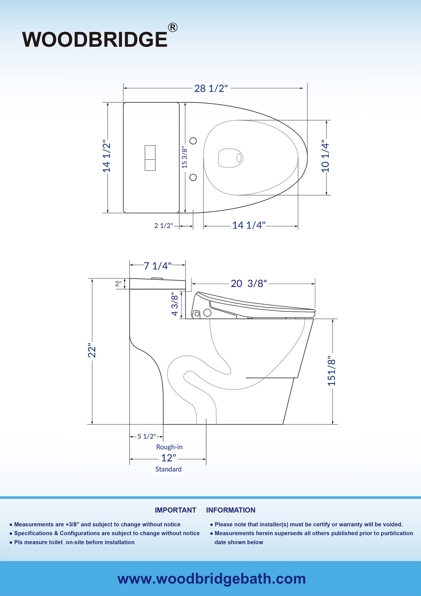 WOODBRIDGE T-0047 | One-Piece Smart Bidet Toilet | with Dual Flush, Heated Seat, Warm Air Dryer & Elongated Bowl, White