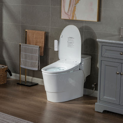 WOODBRIDGE T-0047 | One-Piece Smart Bidet Toilet | with Dual Flush, Heated Seat, Warm Air Dryer & Elongated Bowl, White