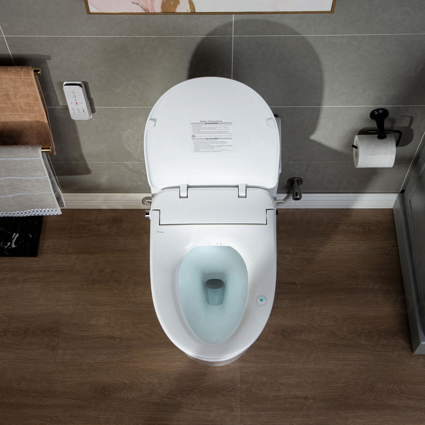 WOODBRIDGE T-0047 | One-Piece Smart Bidet Toilet | with Dual Flush, Heated Seat, Warm Air Dryer & Elongated Bowl, White