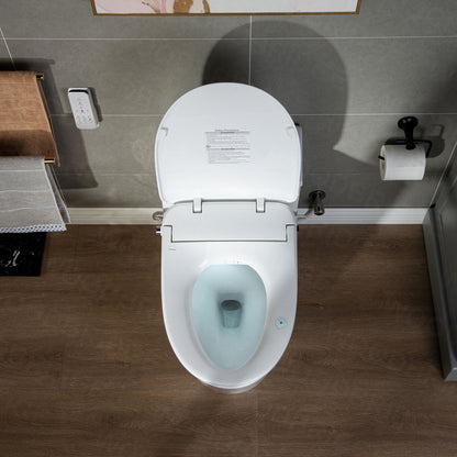 WOODBRIDGE T-0047 | One-Piece Smart Bidet Toilet | with Dual Flush, Heated Seat, Warm Air Dryer & Elongated Bowl, White