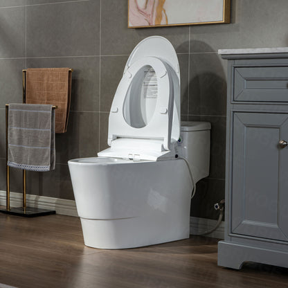 WOODBRIDGE T-0047 | One-Piece Smart Bidet Toilet | with Dual Flush, Heated Seat, Warm Air Dryer & Elongated Bowl, White