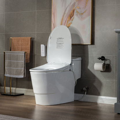 WOODBRIDGE T-0047 | One-Piece Smart Bidet Toilet | with Dual Flush, Heated Seat, Warm Air Dryer & Elongated Bowl, White