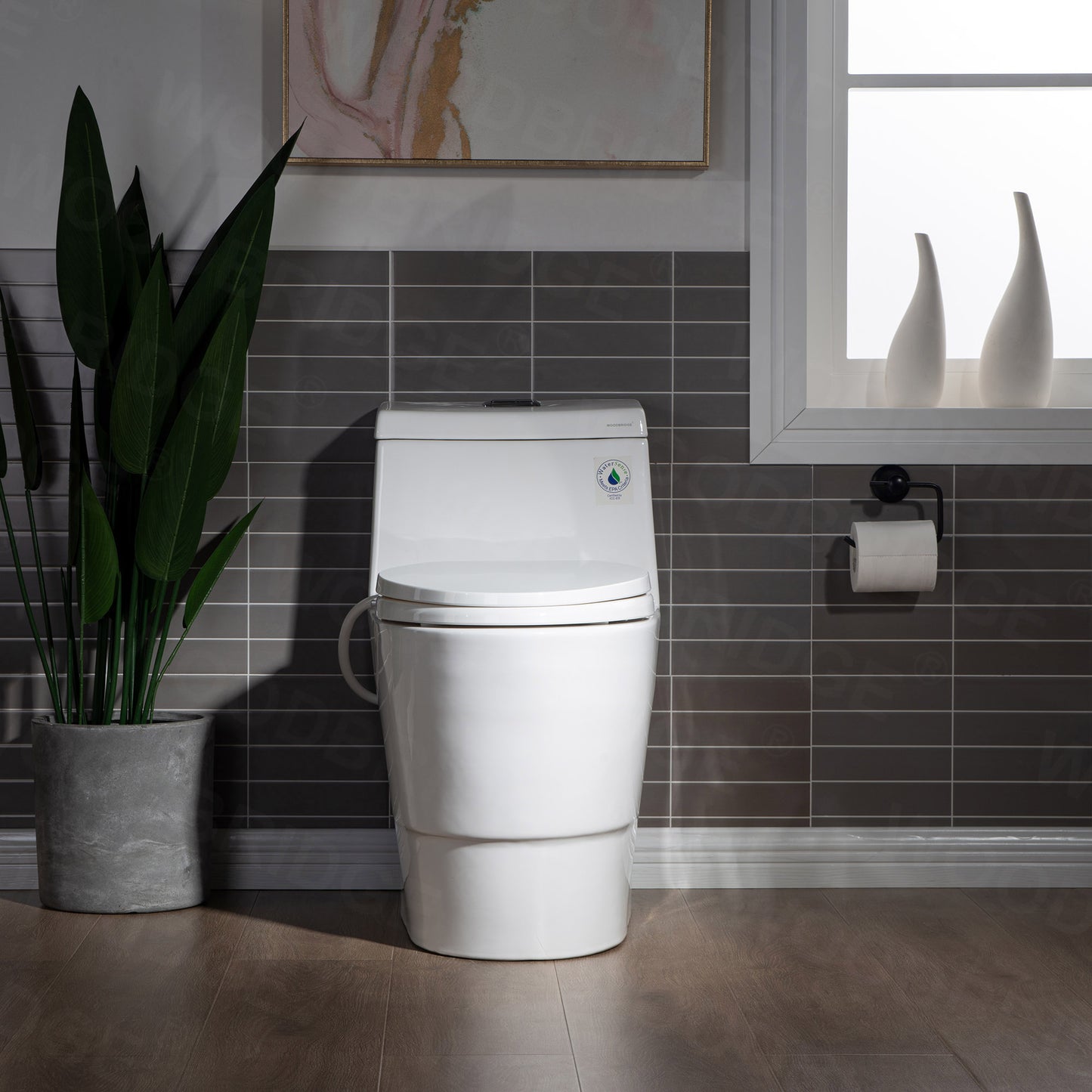 WOODBRIDGE T-0042 | One-Piece Dual Flush Elongated Toilet | with Soft Close Non-Electric Seat, White